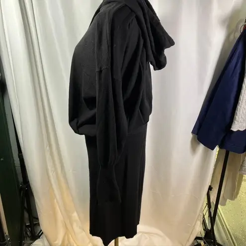 Evereve Women's Black Knit Hoodie Sweater Dress Size L Loungewear Casual