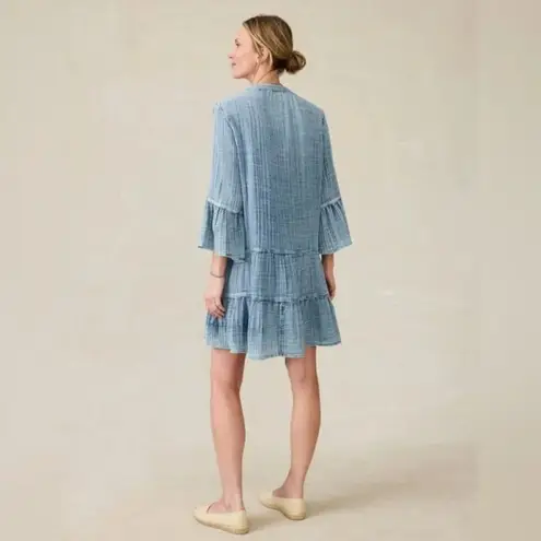 Faherty Dune Cotton Gauze Kasey Midi Dress Size Medium NEW Blue