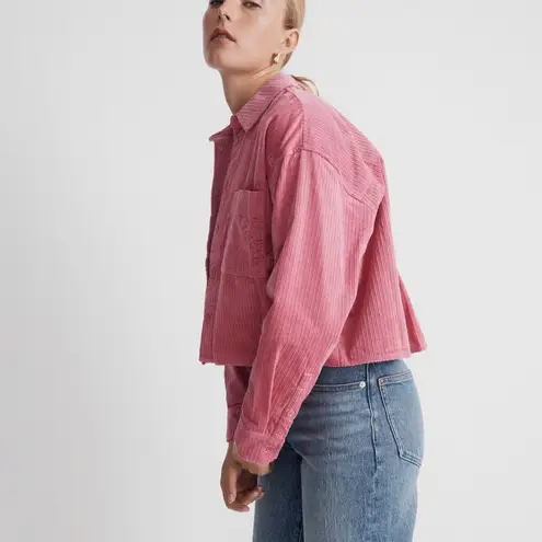 Madewell NWT  Variegated Cropped Corduroy Button-Up Shirt Pink Size Small - Image 2