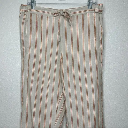 Coldwater Creek 100% Linen Striped Pull On Pants, Sz Medium