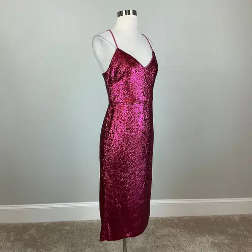 Donna Karan Sequined Sleeveless Midi Sheath Sparkly Cocktail Party Pink Size 16