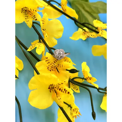 1 carat Moissanite Heart Shaped Cut Ring Moissanite Accents 8 Silver