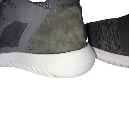 Adidas Originals Gray Marl Tubular Defiant Knit/Suede Marathon Running Sneakers