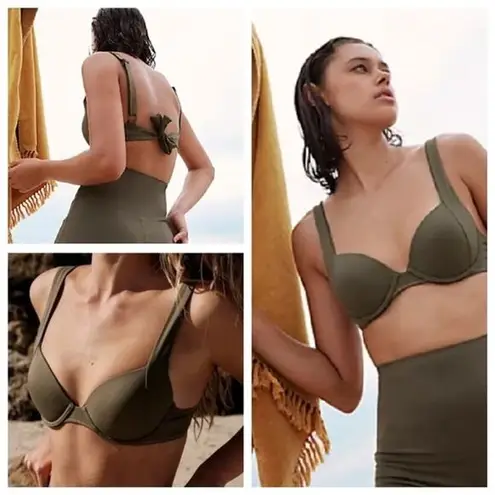 NEW Free People Its Now Cool Contour Boost Bra Bikini Top Caraway Size 8 Green