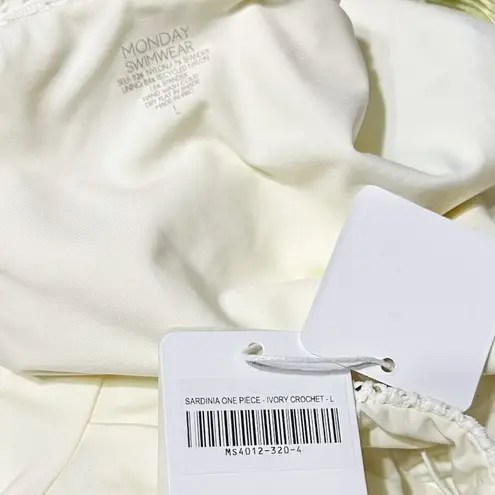 MONDAY SWIMWEAR Sardinia One Piece Swim, Ivory Crochet, Large White