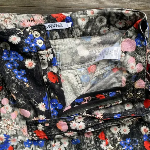 MARIA CHER Corduroy Pant Womens Sz Large Floral Print Red