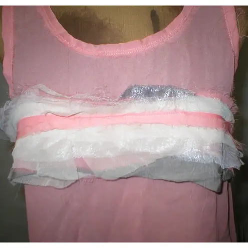 Womens New Designer Patrizia Pepe Top Silk Sleeveless 42 IT 6 Pink Brown Layers