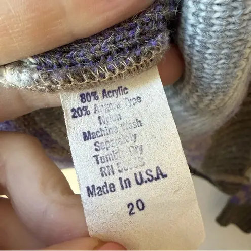 Vintage French Navy Sweater – Size Large – Angora Blend – Shoulder Pads Purple