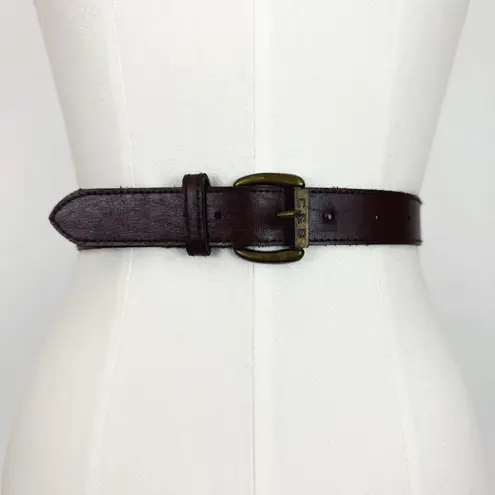 Vintage 90’s Faux Leather Belt in Brown | 27”