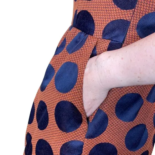 Maeve Anthro Rokin Polka Dot Orange Blue Dress 0