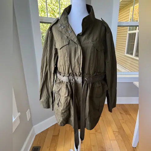 Simply Vera Vera Wang Olive Green Trench Coat Anorak Utility Jacket Petite XL