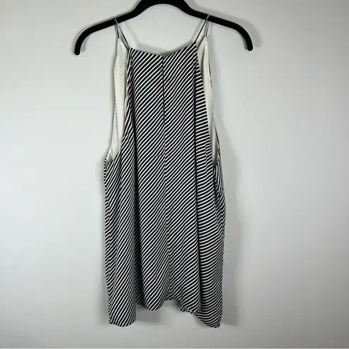 H&M  Sleeveless Blouse Black White Striped Classic Flowy Lined Business Size XL