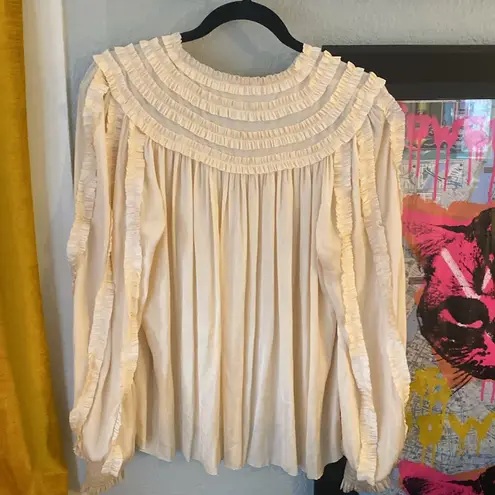 Ulla Johnson Mila Blouse Sz Large Dawn/Cream Size 10/Large Statement Sleeves - Image 10