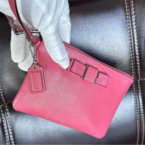 Coach Darcy bow wristlet with box & shopping bag included Pink