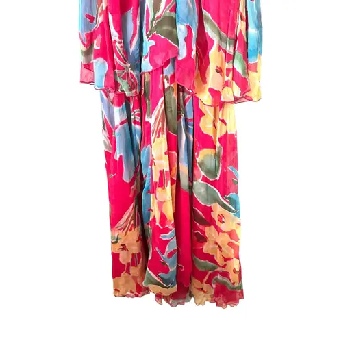 FIGUE Lula Halter Silk Chiffon Maxi Dress Sz 4 Pink