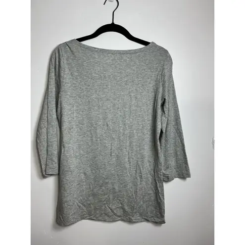 Garnet Hill Grey 3/4 Sleeve Boat Neck Top XS Organic Cotton Modal Spandex