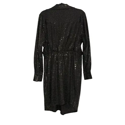 NWOT City Chic Sequin Glow Long Sleeve Black Dress M/18 thumbnail 4