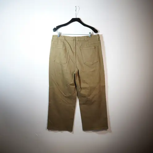 Frame NEW Denim Ali V Yoke High Waist Crop Wide Leg Jeans Army Green 33