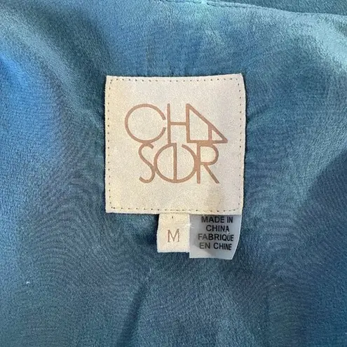 Chaser Tie Dye Silk Ruffle Halter Cross Back Cami Tank Top Blue Size Medium