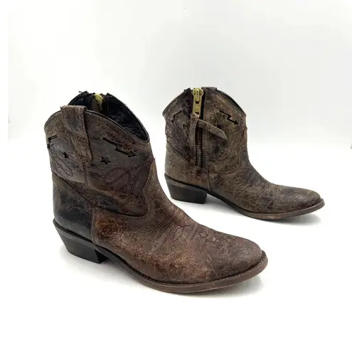 Steven By Steve Madden Vestted Brown Leather Western Boots Cowgirl Booties - Image 8