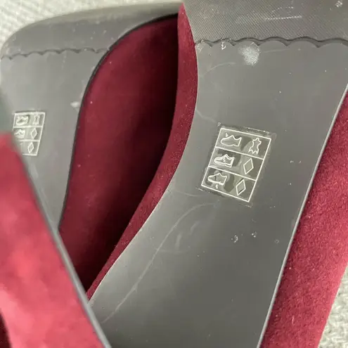 Vintage Moda Spana Oxblood Burgundy Dark Red Leather Suede High Heels Pumps 9.5