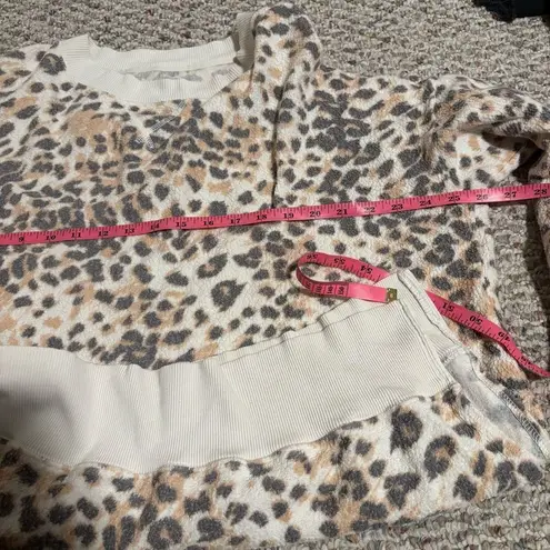 Aerie  Oversized Summer Fleece Sweatshirt Leopard- Size Large