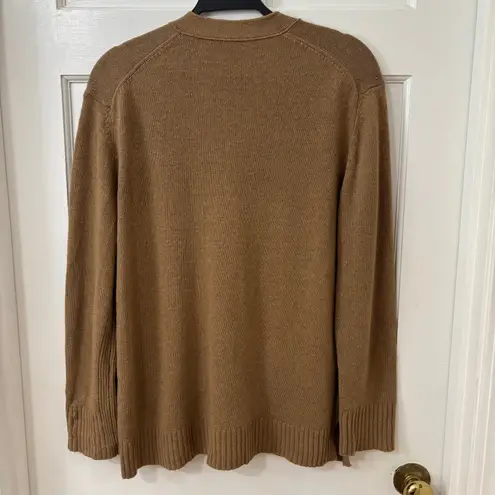 Jenni Kayne M Cashmere Wool Cardigan Sweater Patch Pockets Camel Quiet Luxury Brown Size M