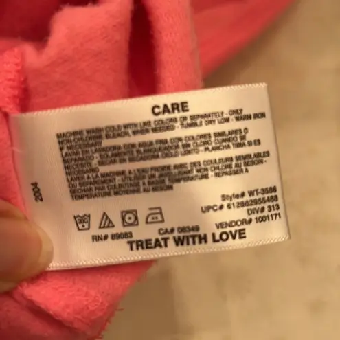 Cute lei off the shoulder sweatshirt w/ front pocket & raw neck Pink Size undefined