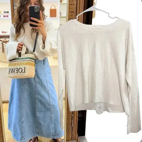 Michael Stars Viscose Linen Distressed Back Detail Lightweight Boxy Sweater S - Image 2