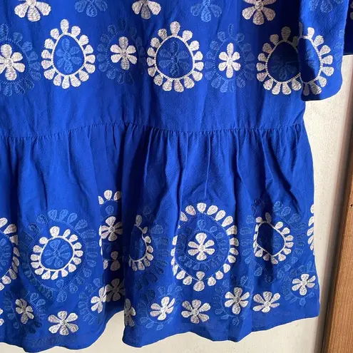 tyler boe Holly Embroidered Skimmer Mini Dress Military Blue Size M