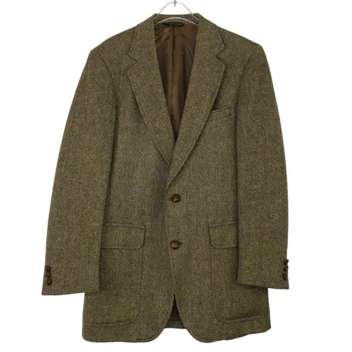 Vintage Shefford Brown Herringbone Tweed Wool Jacket Medium Oversized Retro