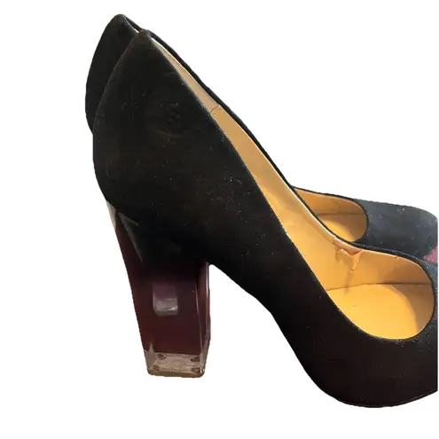 Katy Perry The A. W. Black Faux Suede Pumps Ombre Lucite Heel Dressy Women 8.5