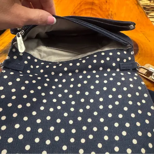 Thirty One Brand Crossbody navy blue and white polkadot Black