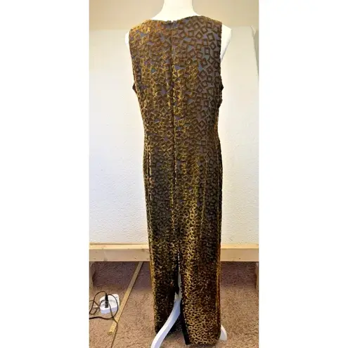 barney's new york Barneys New York Dress Womens Size 12 Brown Velvet Burn Out Geometric Maxi Gown