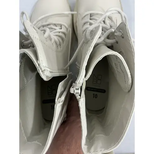 Womans NOBO Sintetico Memory Foam Ivory Lace Up Chunky Heel Combat Boots 10