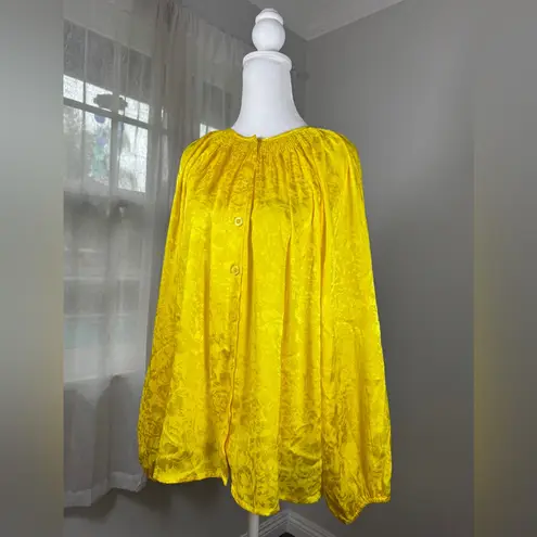 Newport News Vintage ‘90s Yellow Floral Print Long Sleeve Button Down Blouse