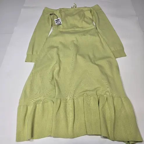 LPA Aarika Off Shoulder Midi Dress in Lime