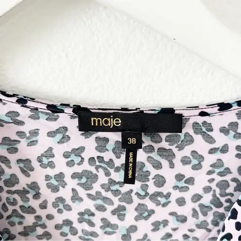 Maje Cinched Mini Dress Pink Leopard Animal Print Size 38 Medium