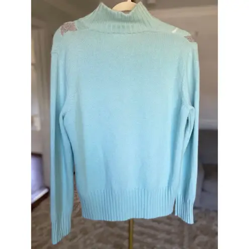 Vintage Basler Angora Wool Zip Cardigan Sweater Abstract Winter Autumn Artsy 80s Blue Size M