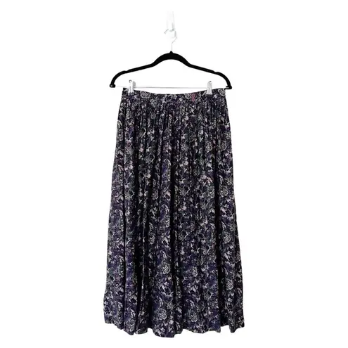Herman Geist VINTAGE MIdi Floral Purple Viscose Skirt Small
