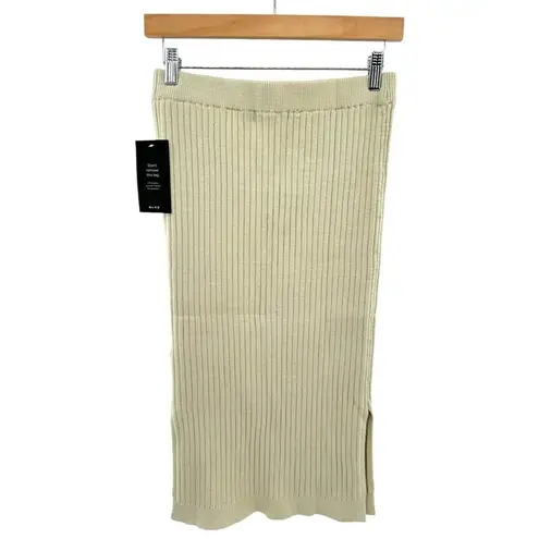 NA-KD NWT Dusty Light Green Stretch Knit Ribbed Bandage Pencil Knit Skirt Medium