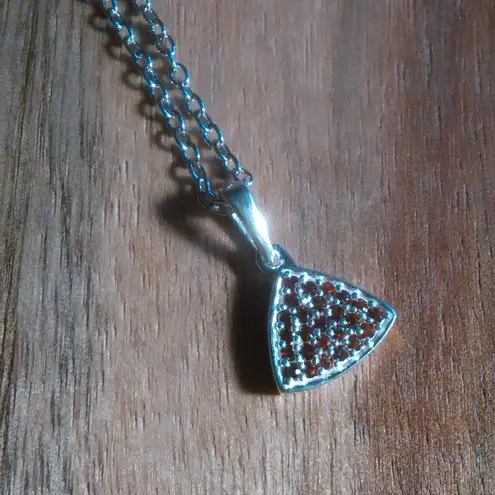 Mozambique Garnet Sterling Silver Pendant Stainless Steel Necklace