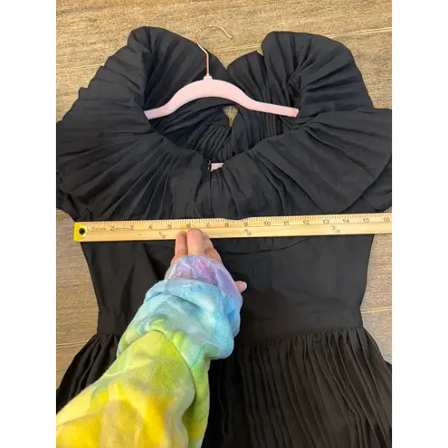 Few Moda Black Ruffled Tiered Midi Dress Pleated Size Medium