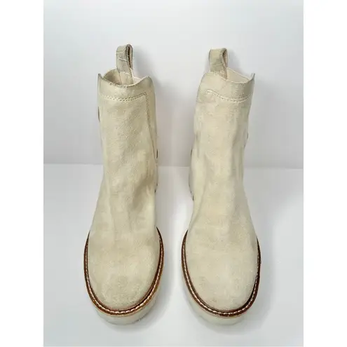 Dolce Vita Booties Size 7.5 Cream Pull On Leather Suede Ankle Boots