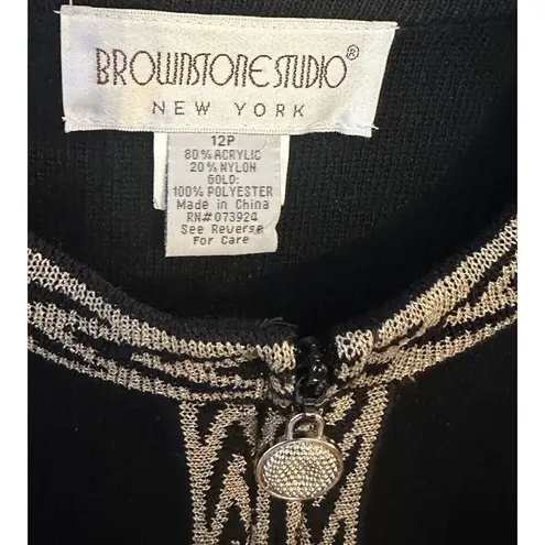 Brownstone Studio NewYork Sweater & Skirt Set 12Petite Vintage Outfit Black/Gold Size 12P
