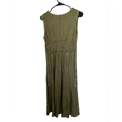 Shoreline Olive Boho Embroidery Dress