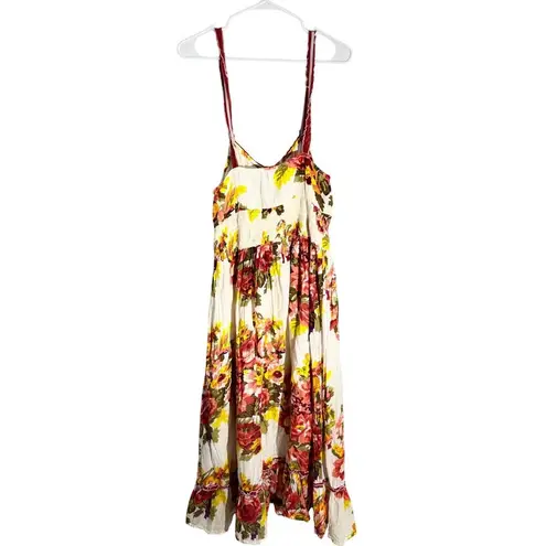 Magic Floral Sundress ā Size M ā Romantic Red & Yellow Rose Print