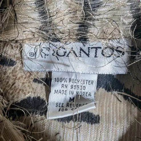 Vtg 1990s Gantos Beige Zebra Print Fuzzy Eyelash Semi Sheer Button Up Top Sz M Tan Size M