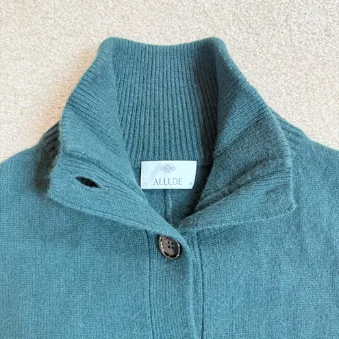 Allude Pine Green Cashmere Mockneck Dolman Sleeve Button Poncho Cardigan XS