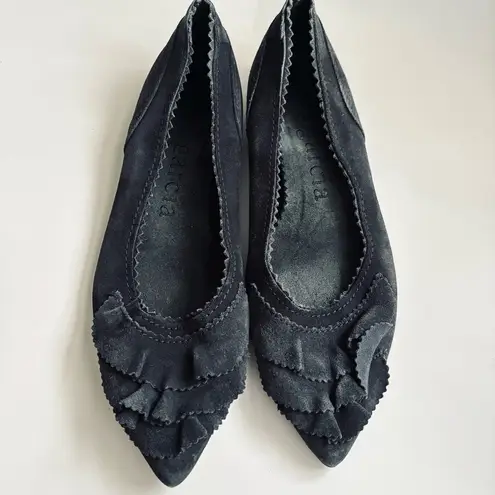 Pedro Garcia Albany Slip On Suede Leather Pointed Toe Ballet Flats Grey Sz 38/8 Brown